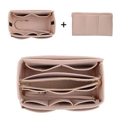 Premium Felt Purse Organizer with Zipper & Detachable Wallet Pocket