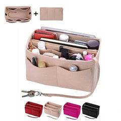 Premium Felt Purse Organizer with Zipper & Detachable Wallet Pocket