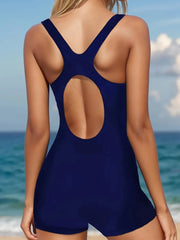 Racerback Sport Swimwear with Light Blue Panels