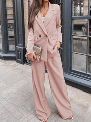 Runway Ready Buttoned Lapel Collar Long Sleeve Blazer and Pants Set