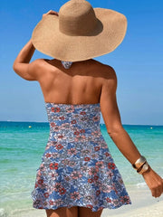 Sexy Beach Cover-Up with Side Tie & Tropical Print for Summer