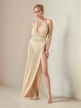 Sexy Halter Swim Cover-Up with Openwork Design