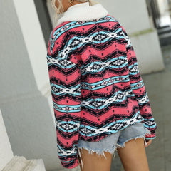 Aztec Print Plush Jacket