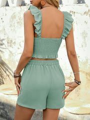 Smocked Cropped Cami and Shorts Set