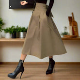 Sophisticated High-Waist Bow Accent Fitted Skirt
