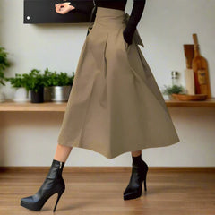 Sophisticated High-Waist Bow Accent Fitted Skirt