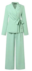 Sophisticated Lapel Neck Blazer Wide Leg Pants Suit for Professionals