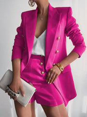 Summer Chic Lapel Collar Blazer and Shorts Set