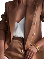 Summer Chic Lapel Collar Blazer and Shorts Set