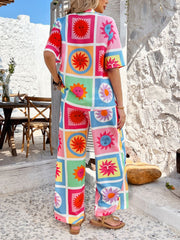 Super Cool Printed Collared Neck Half Sleeve Top and Pants Set