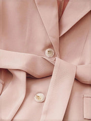 Tie Waist Lapel Collar Sleeveless Blazer