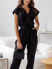Tied Surplice Jumpsuit Elegant & Flattering Fit