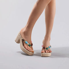 Toe Post Block Heels Sandals