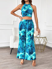 Ultimate Beach Ready Printed Halter Neck Top and Pants Set