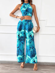Ultimate Beach Ready Printed Halter Neck Top and Pants Set