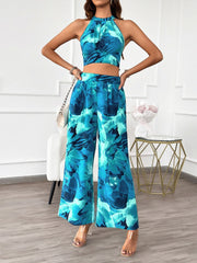 Ultimate Beach Ready Printed Halter Neck Top and Pants Set