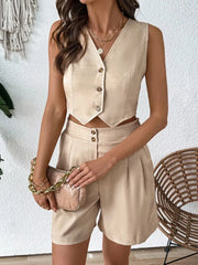 V-Neck Vest and Shorts Set