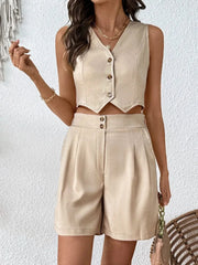 V-Neck Vest and Shorts Set