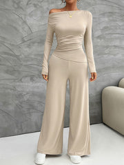 Weekend Perfect Long Sleeve Top and Wide Leg Pants Set