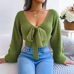 Anna Bowknot Cropped Sweater