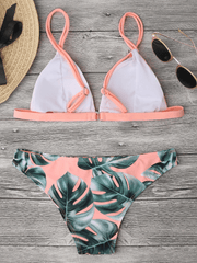 Palm Leaf Bikini Set in Pink