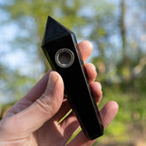 Black Obsidian Crystal Pipe