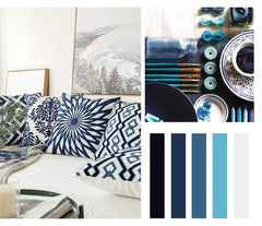 Blue and White Geometric Cushion Covers