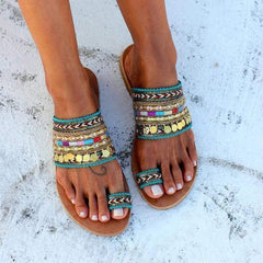 Boho Embellished Flat Sandals