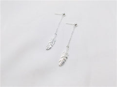 925 Sterling Silver Feather Earrings