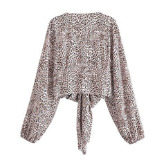 Leopard Print Cropped Blouse