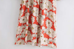 Red Floral Ethnic Style Maxi Dress