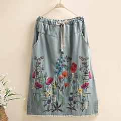 Gigi Embroidered Detail Denim Skirt