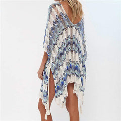 Striped Crochet Swim Cover Up Dress