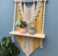 Wooden Macrame Hanging Shelf