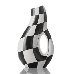 Handpainted Checkered Ceramic Vase