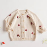 Boho Baby Mushroom Embroidered Cardigan