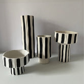 Ceramic Black and White Striped Vase