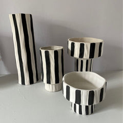 Ceramic Black and White Striped Vase