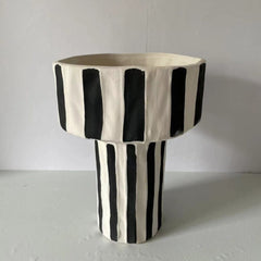 Ceramic Black and White Striped Vase