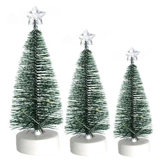 Bundle of 3 Mini Christmas Trees with LED Lights