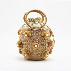 Rhinestones Embellished Handmade Bucket Bag