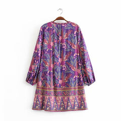 Ariba Long Sleeve Mini Dress in Purple