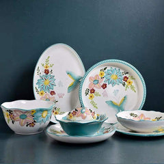 Nordic Style Floral Plates Set