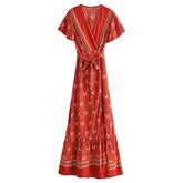 Pandora Red Vintage Floral Wrap Maxi Dress
