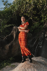 Pandora Red Vintage Floral Wrap Maxi Dress