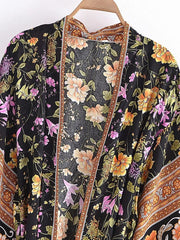 Persephone Floral Kimono In Black