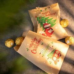 Retro Christmas Kraft Paper Bags 24pcs