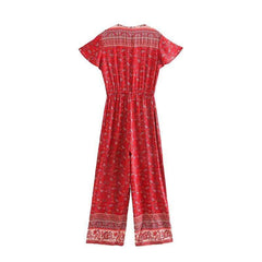 Sara Red Floral Jumpsuit