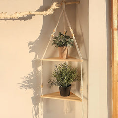 Triangle Macrame Wall Shelf