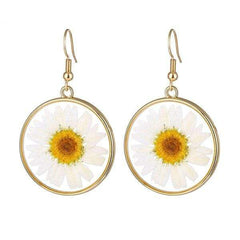 White Daisies Pressed Flower Earrings
